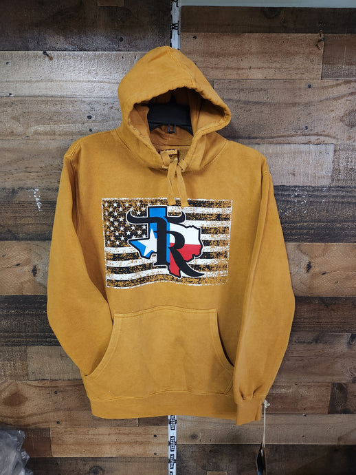 TR Unisex Federal and USA Flag Hoodie - Mustard